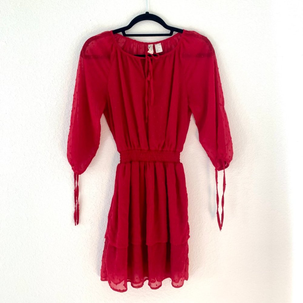 H&M Red Chiffon Dress